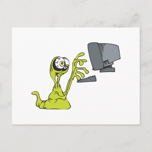 groene computer typend buitenaardse monsterblob briefkaart (Voorkant)