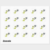 groene computer typende alien monster blob ronde sticker (Vel)
