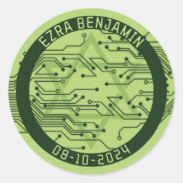 Groene computerprintplaat Bar Mitswa Ronde Sticker