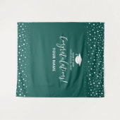 Groene Confetti Felicitaties Afstuderen Wandkleed (Voorkant (horizontaal))