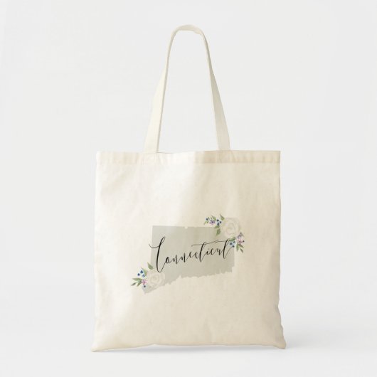 Groene Connecticut Waterverf Bloemenkaart Tote Bag (Voorkant)