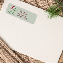 Groene contour van de hond met Santa Hat Adreslabe