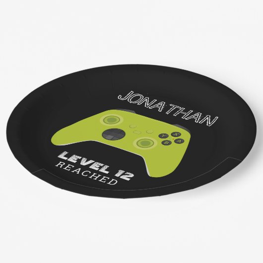 GROENE CONTROLLER GAMER NIVEAU OMHOOG GUNSTZAK PAPIEREN BORDJE (Gekanteld)