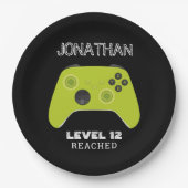 GROENE CONTROLLER GAMER NIVEAU OMHOOG GUNSTZAK PAPIEREN BORDJE (Voorkant)