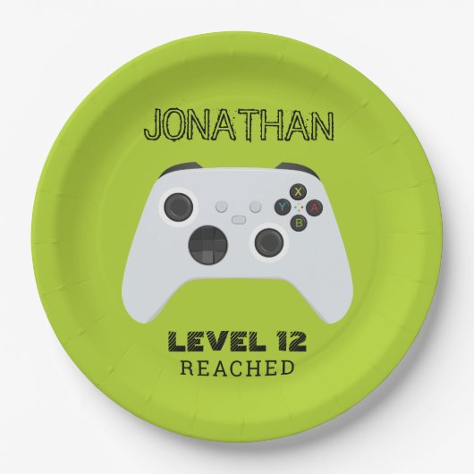 GROENE CONTROLLER GAMER NIVEAU OMHOOG GUNSTZAK PAPIEREN BORDJE (Voorkant)