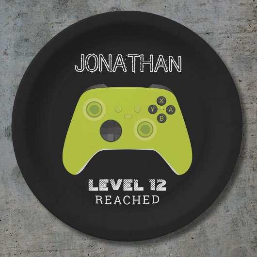 GROENE CONTROLLER GAMER NIVEAU OMHOOG GUNSTZAK PAPIEREN BORDJE