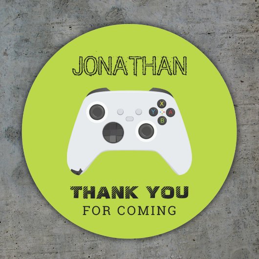 GROENE CONTROLLER GAMER NIVEAU OMHOOG GUNSTZAK RONDE STICKER
