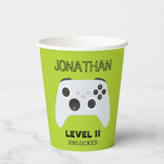 GROENE CONTROLLER GAMER NIVEAU OMHOOG PAPIEREN BEKERS (Achterkant)