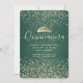 Groene coole Gouden pailletten jurk tiara Quinceañ Kaart (Achterkant)