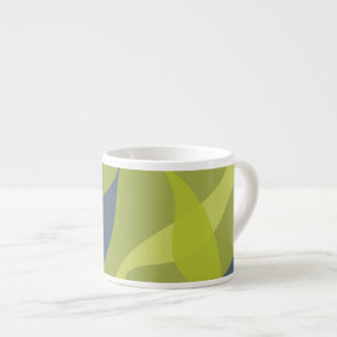 Groene, coole, trendmatige, moderne golvende organ espresso kop