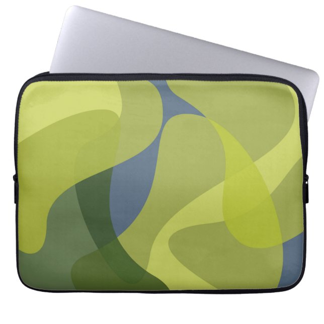 Groene, coole, trendmatige, moderne golvende organ laptop sleeve (Voorkant)