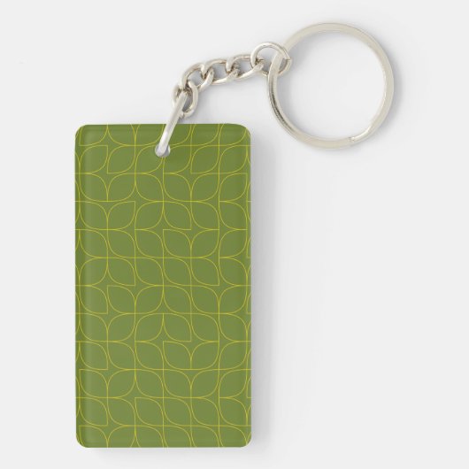 Groene, coole, trendy, speelse bladonthouding sleutelhanger (achterkant)