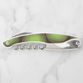 Groene, coole, unieke, trendy, abstracte bloem in  kurkentrekker (Achterkant)