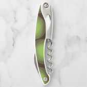 Groene, coole, unieke, trendy, abstracte bloem in  kurkentrekker (Achterkant)