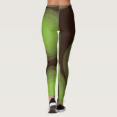 Groene, coole, unieke, trendy, abstracte bloem in  leggings (Achterkant)