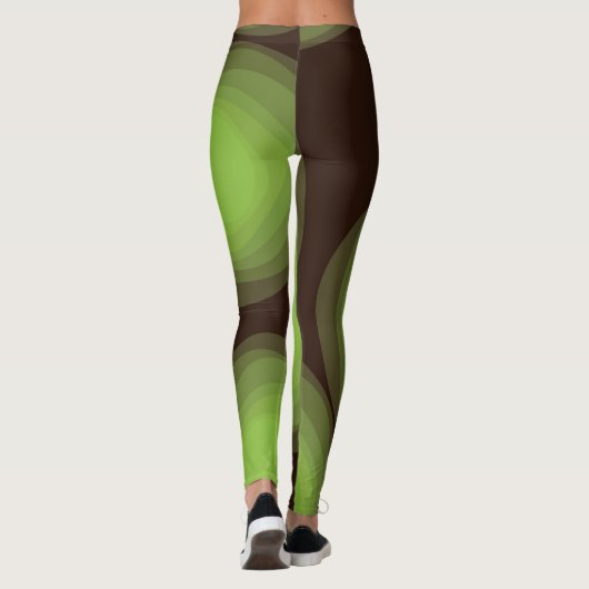 Groene, coole, unieke, trendy, abstracte bloem in  leggings (Achterkant)