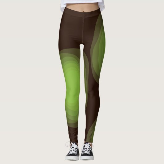 Groene, coole, unieke, trendy, abstracte bloem in  leggings (Voorkant)