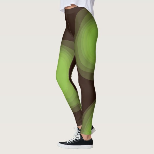Groene, coole, unieke, trendy, abstracte bloem in  leggings (Links)