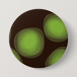 Groene, coole, unieke, trendy, abstracte bloem in ronde button 7,6 cm