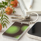 Groene, coole, unieke, trendy, abstracte bloem in sleutelhanger (Voorkant Rechts)