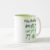 Groene Coquette Bow Kleuterschool Elementaire Lera Tweekleurige Koffiemok (Voorkant rechts)