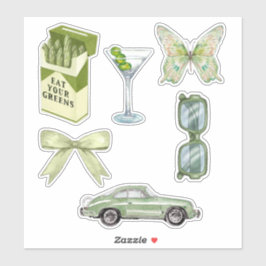 Groene Coquette Esthetische Sticker Set | Vintage 