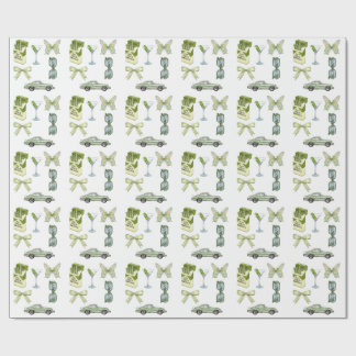 Groene Coquette Esthetische Sticker Set | Vintage Cadeaupapier