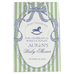 Groene Coquette Schommelpaard Baby Shower Favoren Medium Cadeauzakje