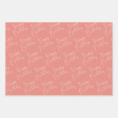 Groene Coral Blue Happy Birthday Inpakpapier Vel (Voorkant 2)