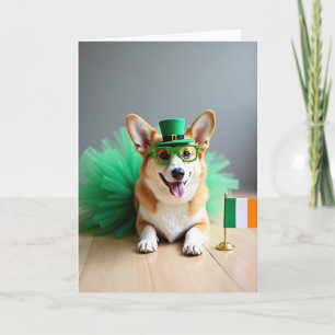 Groene Corgi Klaverpatroenkaart Kaart