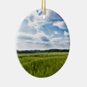 Groene Cornfields en Blauwe Skies Keramisch Ornament (Rechts)