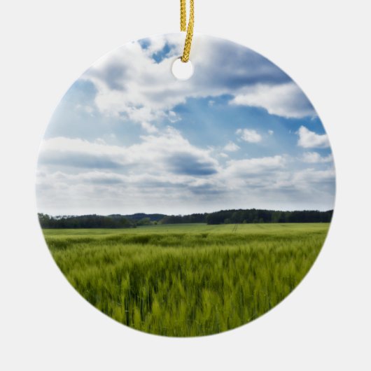 Groene Cornfields en Blauwe Skies Keramisch Ornament (Voorkant)