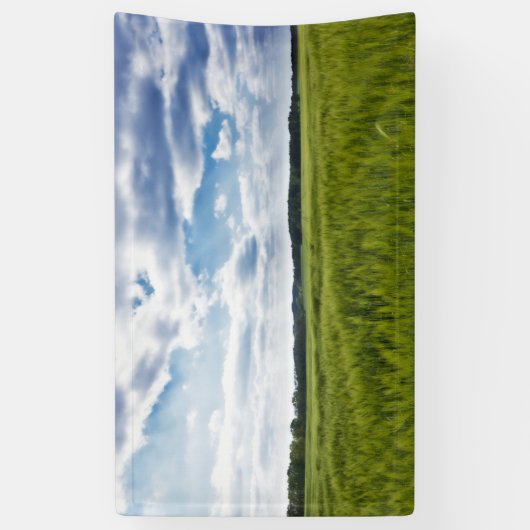 Groene Cornfields en Blauwe Skies Spandoek (Verticaal)