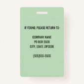 Groene Corporate Logo Medewerker Fotobadge Badge (Achterkant)