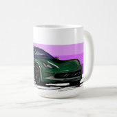 Groene Corvette C7 met Paarse strepen Koffiemok (Voorkant rechts)