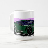 Groene Corvette C7 met Paarse strepen Koffiemok (Voorkant links)