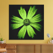 Groene Cosmos Flower on Black Canvas Afdruk (Insitu (Woonkamer))