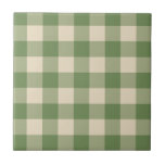Groene Cottagecore Gingham Check Plaid Tegeltje<br><div class="desc">Moderne lente picknick trend,  met gingham geruite tartan patroon in groene & ivoren kleuren.</div>