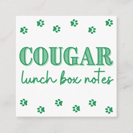 Groene Cougar Naam Lunch Box Notities (Voorkant)