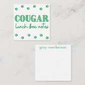 Groene Cougar Naam Lunch Box Notities (Voorkant / Achterkant)