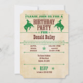 Groene  Cowboy Birthday Uitnodiging (Voorkant)