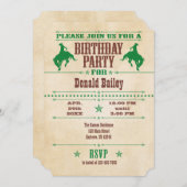 Groene  Cowboy Birthday Uitnodiging (Voorkant / Achterkant)