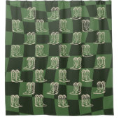 Groene cowboy douchegordijn cowboylaarzen (Voorkant)