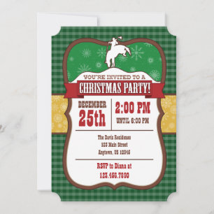 Groene Cowboy Kerstfeest Uitnodiging
