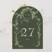 Groene Cream Eucalyptus Krans Boog Tafelnummer (Voorkant / Achterkant)