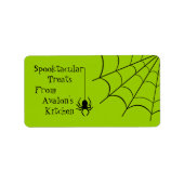 Groene Creepy Spider Halloween Treats Baking Label (Voorkant)