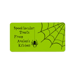 Groene Creepy Spider Halloween Treats Baking Label