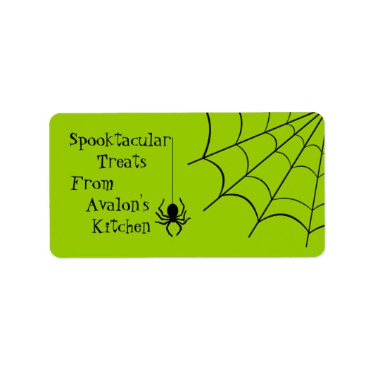 Groene Creepy Spider Halloween Treats Baking Label (Voorkant)