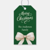 Groene crème boog Kerstmis Cadeaulabel (Voorkant)