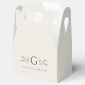 Groene & Crème Botanische Monogram & Bedrijfsnaam Bedankdoosjes (Geopend)